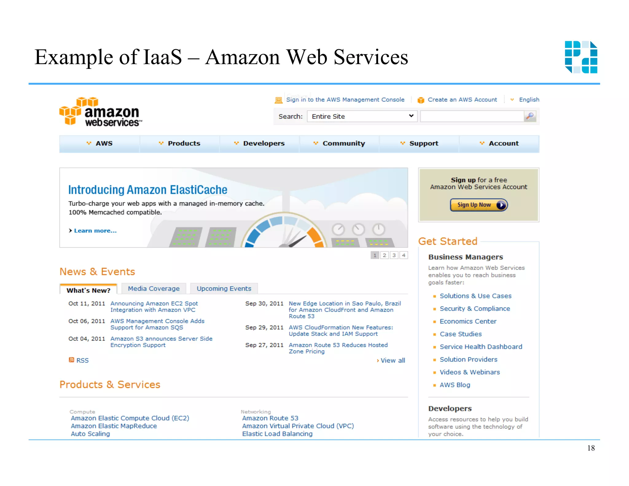 Example of IaaS – Amazon Web Services





                                         18
 
