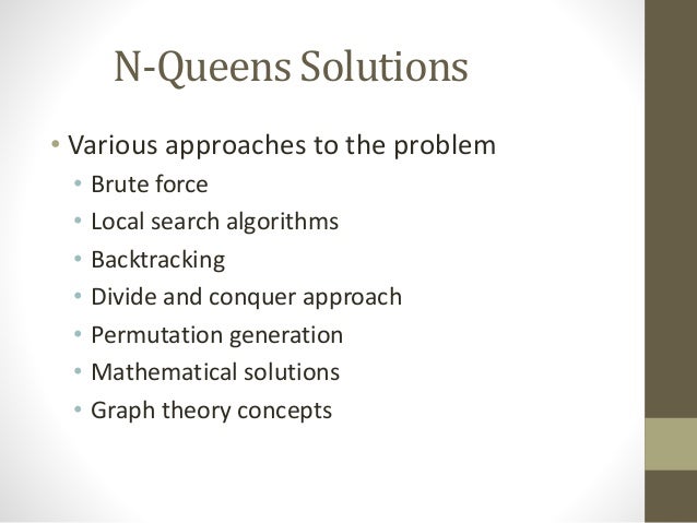 n queens brute force solution n The Problem Queen