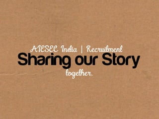 AIESEC India | Recruitment Sharing our Story 
together. 
 