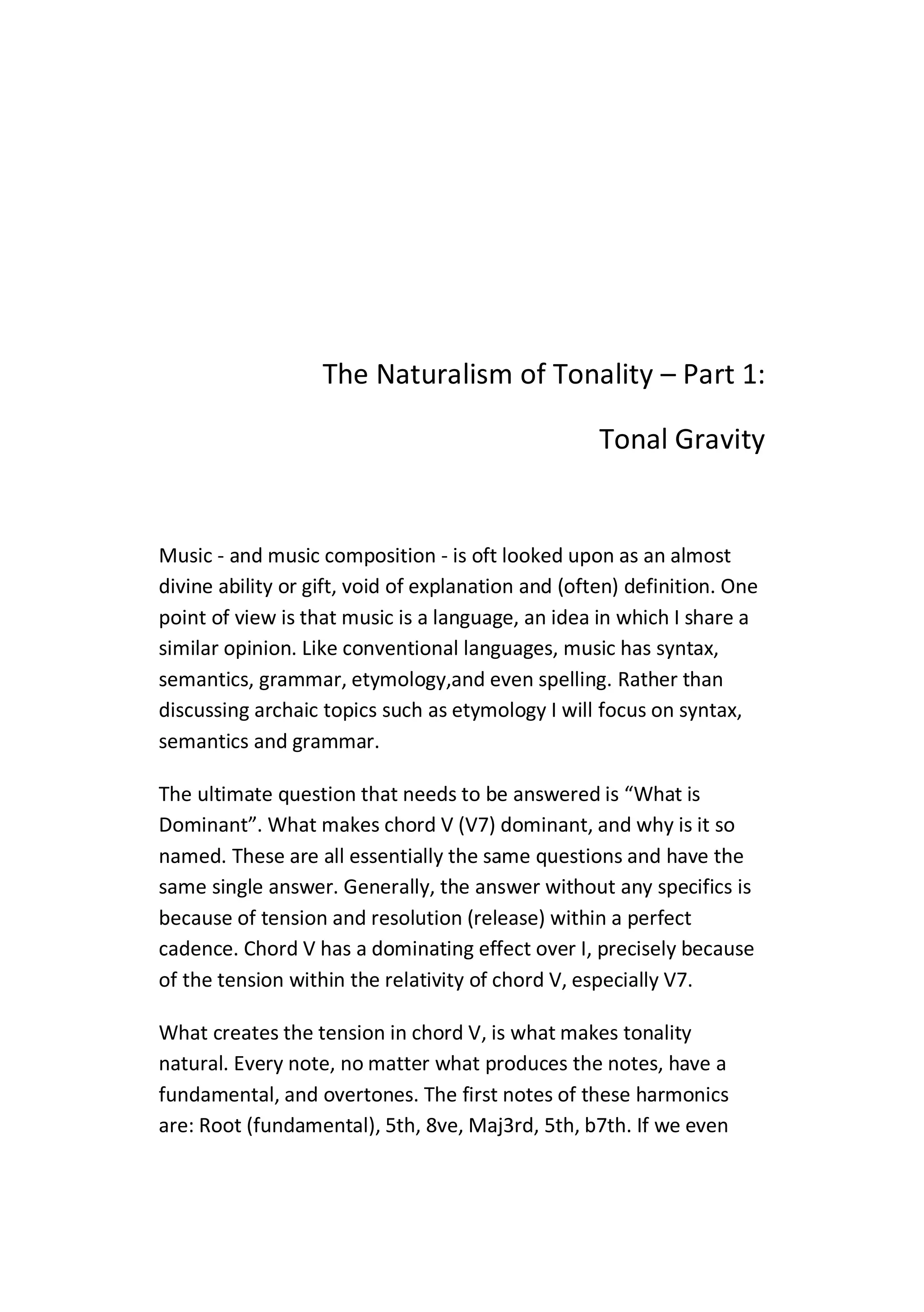 Tonality Def The Naturalism of Tonality | PDF