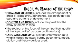 THE NATURE AND CONVENTIONS OF ESSAY- A CREATIVE NONFICTION LESSON | PPTX