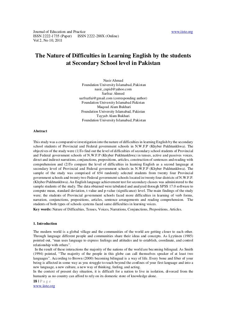 essay about difficulties in learning english