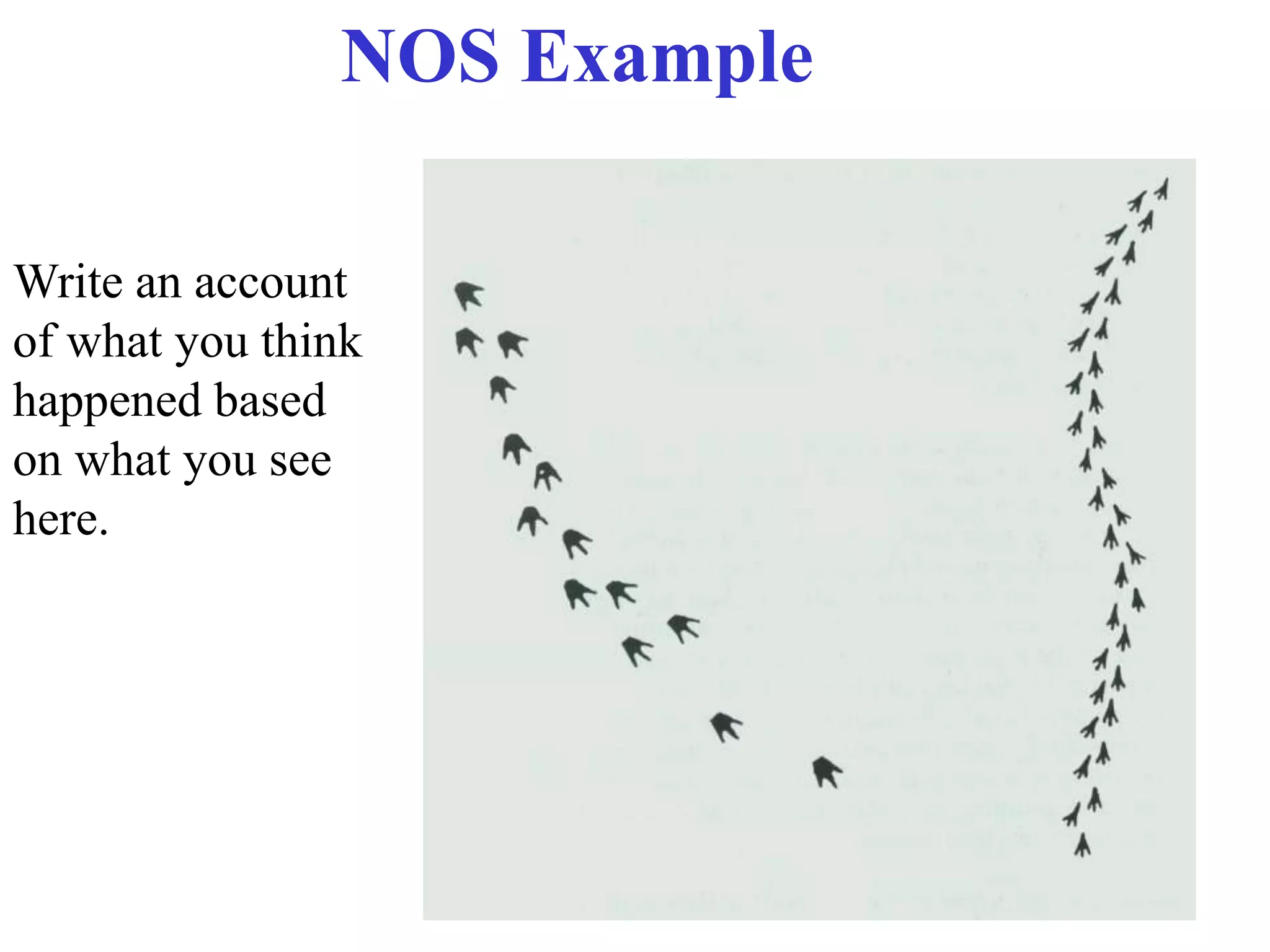 Write an account
of what you think
happened based
on what you see
here.
NOS Example
 