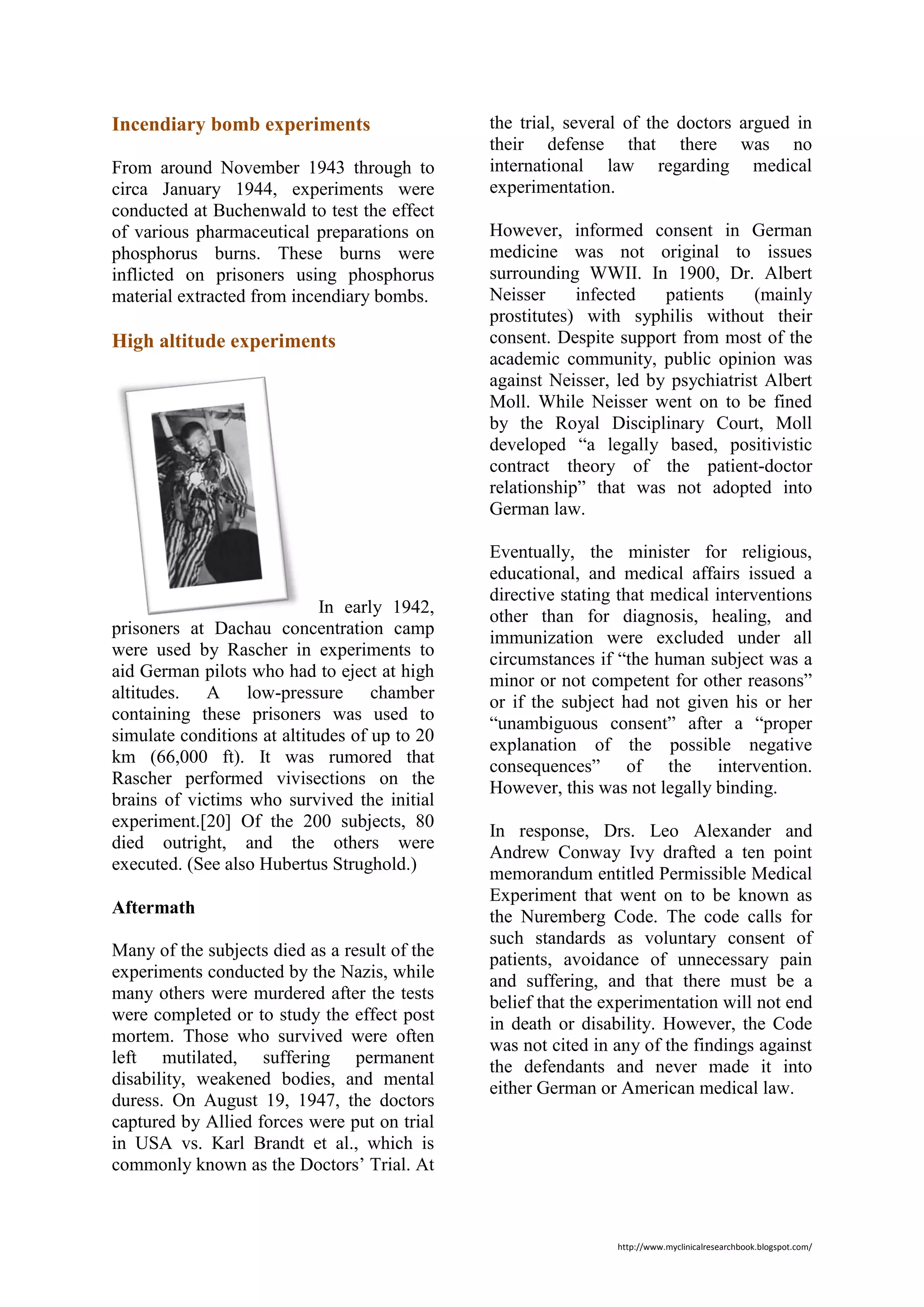 The Nazi Human Expermentation | PDF