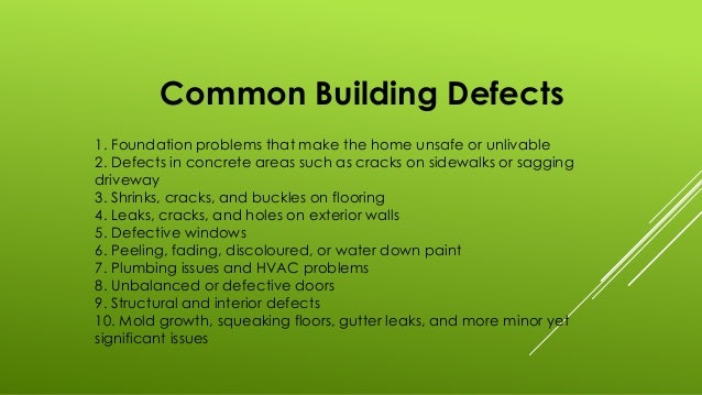 The Necessity of a Building Defect Report