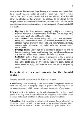 The need for and importance of financial analysis and control for ...