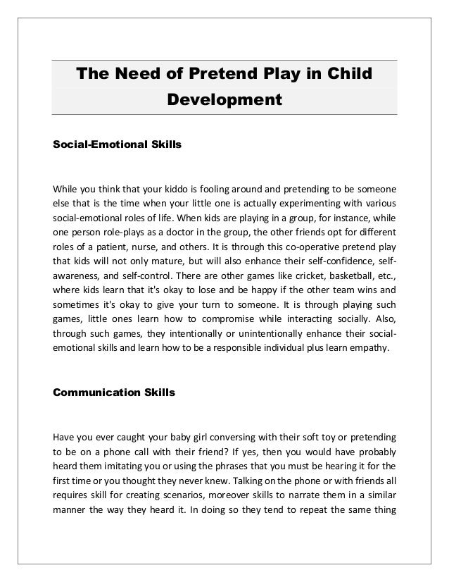 The Need of Pretend Play in Child Development