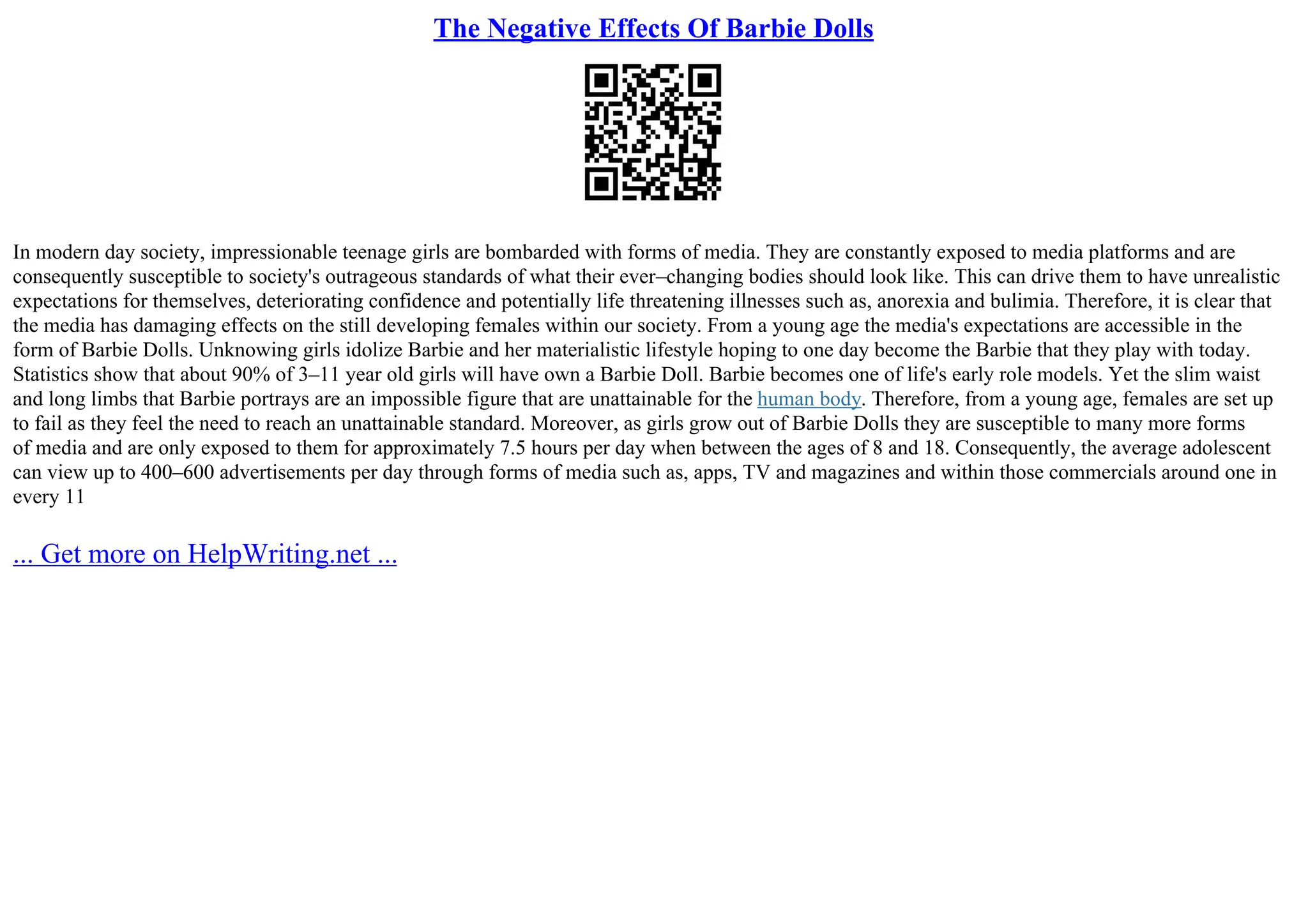 The Negative Effects Of Barbie Dolls PPT