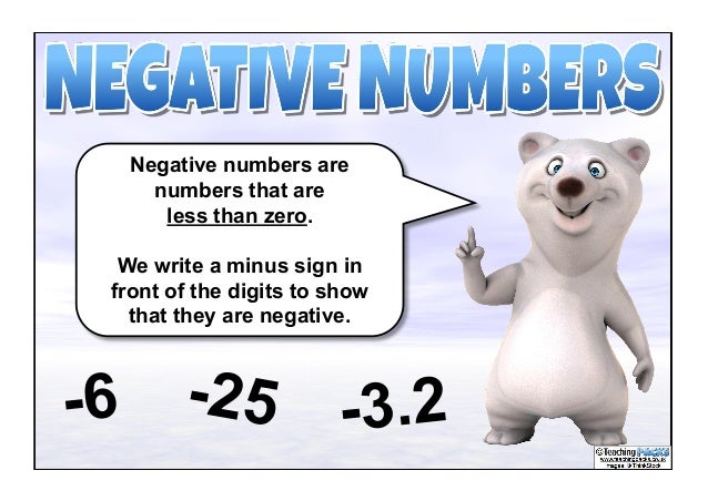 the negative numbers pack