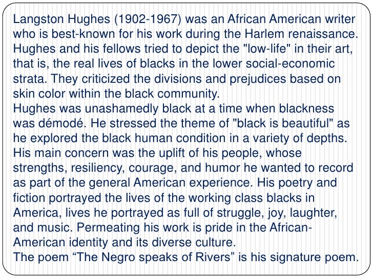 a review of langston hunges poem the negro speaks during the harlem renaissance a review of langston hunges poem the negro speaks during the harlem renaissance