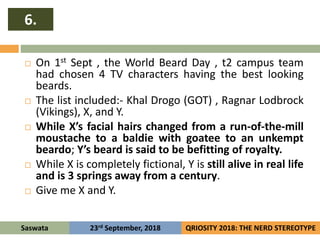 6.
Saswata QRIOSITY 2018: THE NERD STEREOTYPE23rd September, 2018
 On 1st Sept , the World Beard Day , t2 campus team
had...
