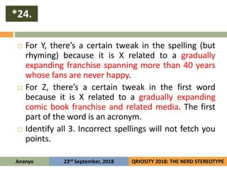 *24.
Ananyo QRIOSITY 2018: THE NERD STEREOTYPE23rd September, 2018
 For Y, there’s a certain tweak in the spelling (but
r...