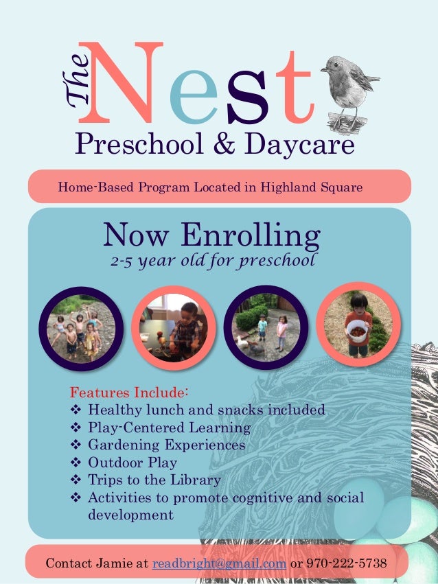 preschool flyer enrollment daycare enrolling nest slideshare upcoming program