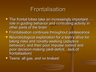 FrontalisationFrontalisation
 The frontal lobes take an increasingly importantThe frontal lobes take an increasingly impo...