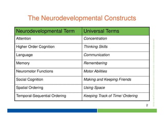 The Neurodevelopmental Constructs
