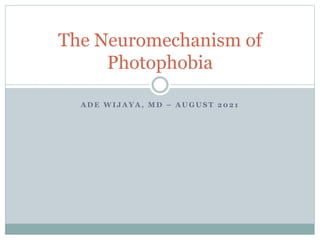A D E W I J A Y A , M D – A U G U S T 2 0 2 1
The Neuromechanism of
Photophobia
 