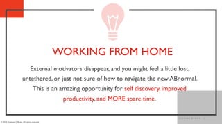12
External motivators disappear, and you might feel a little lost,
untethered, or just not sure of how to navigate the ne...