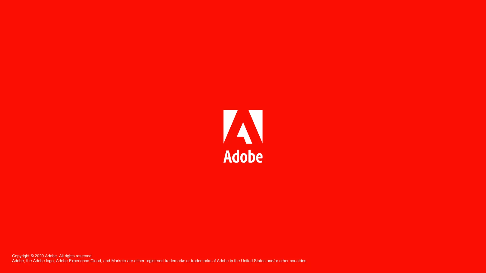 Copyright © 2020 Adobe. All rights reserved.
Adobe, the Adobe logo, Adobe Experience Cloud, and Marketo are either registered trademarks or trademarks of Adobe in the United States and/or other countries.
 