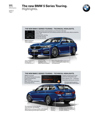 BMW
Media
Information
02/2017
Page 1
The new BMW 5 Series Touring.
Highlights.
 