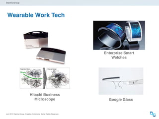 Dachis Group

Wearable Work Tech

Enterprise Smart
Watches

Hitachi Business
Microscope

(cc) 2013 Dachis Group. Creative ...