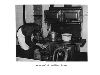Woman Cooks on Wood Stove