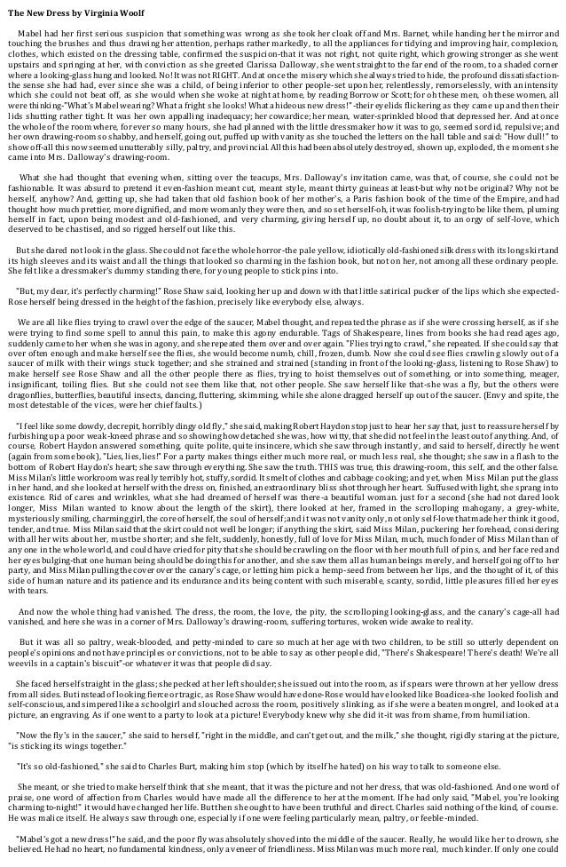 The New Dress by Virginia Woolf