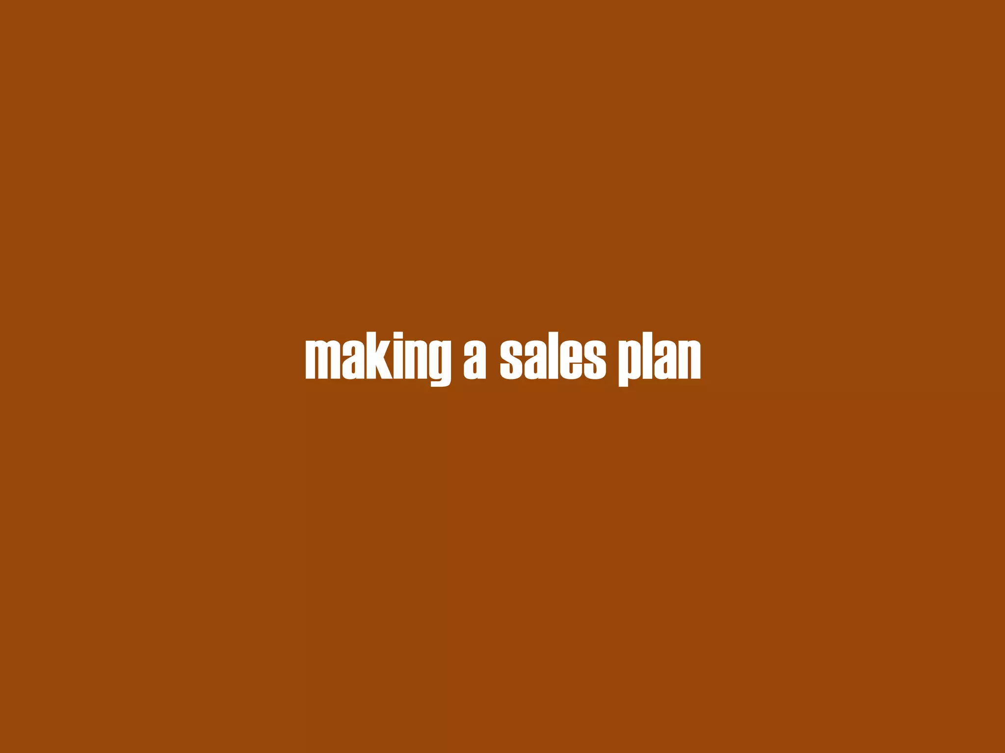 making a sales plan  