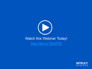 Watch this Webinar Today!
http://bit.ly/1WoP7lI
 