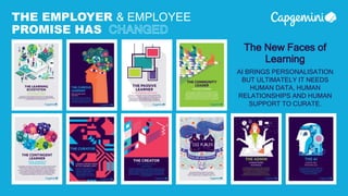 THE EMPLOYER & EMPLOYEE
PROMISE HAS
AI BRINGS PERSONALISATION
BUT ULTIMATELY IT NEEDS
HUMAN DATA, HUMAN
RELATIONSHIPS AND HUMAN
SUPPORT TO CURATE.
The New Faces of
Learning
 