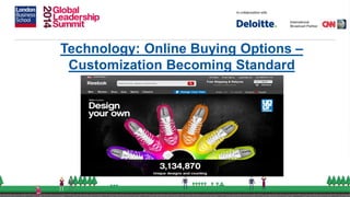 Technology: Online Buying Options –
Customization Becoming Standard
 
