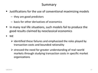 The new institutional economics of markets