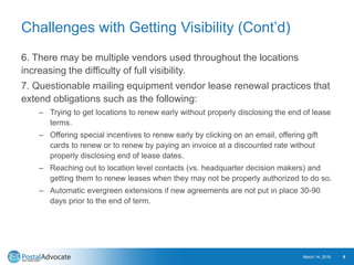 Challenges with Getting Visibility (Cont’d)
6. There may be multiple vendors used throughout the locations
increasing the ...