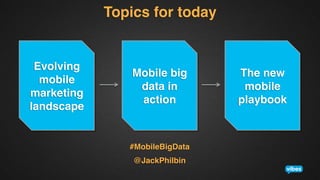 Topics for today!

Evolving
mobile
marketing
landscape!

Mobile big
data in
action!

#MobileBigData 
!

@JackPhilbin!

The new
mobile
playbook!

 