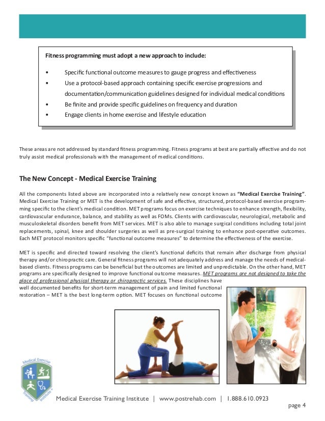 Medical Exercise Training The New Modality