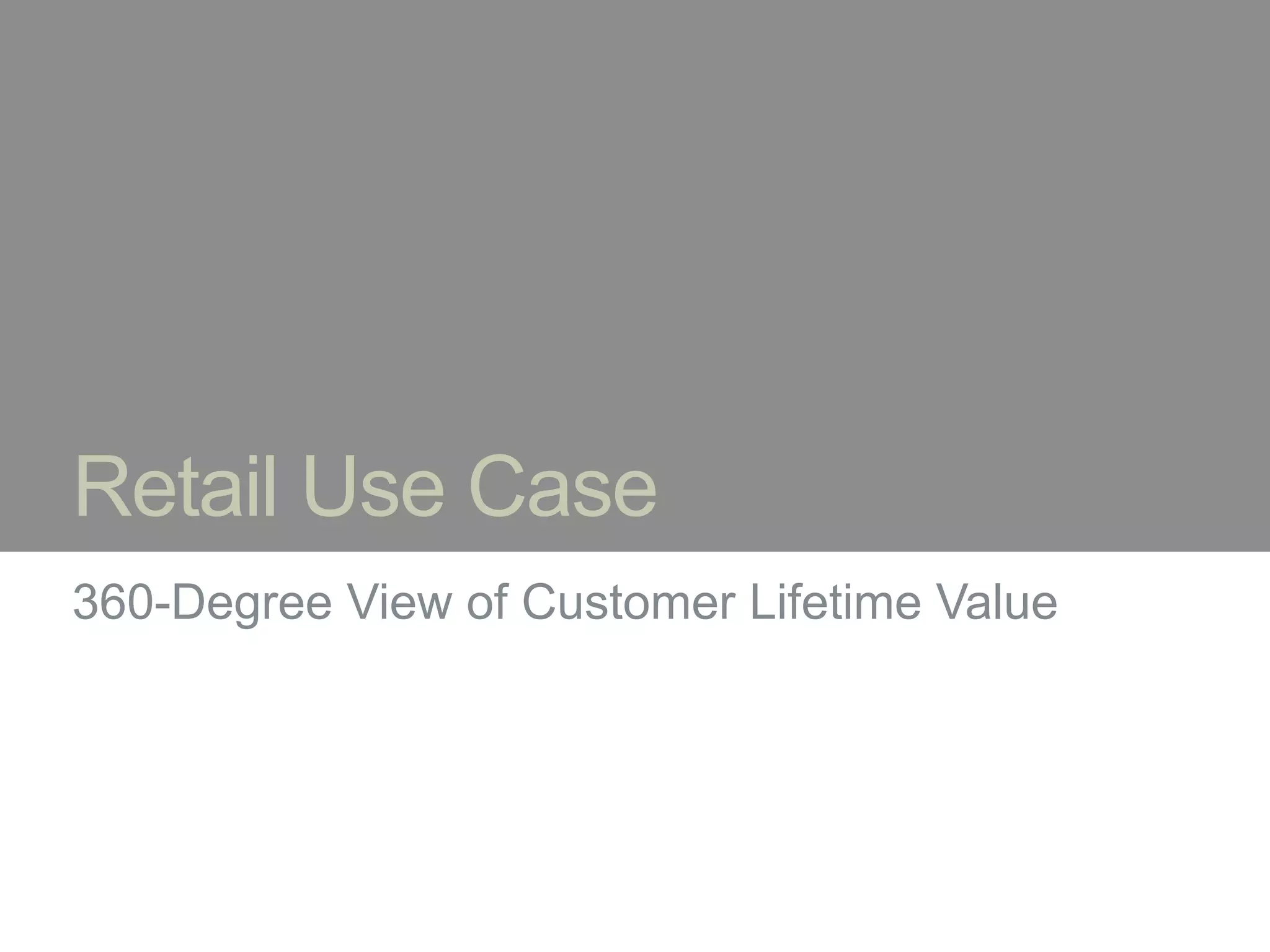 Retail Use Case
360-Degree View of Customer Lifetime Value
 