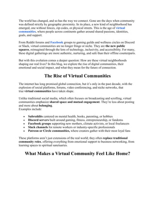 The New Neighborhood How Virtual Communities Are Shaping Real Lives.pdf