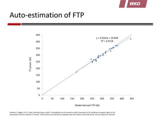 Auto-estimation of FTP

Andrew R. Coggan, Ph.D., Peaks Coaching Group, and/or TrainingPeaks are the owner(s) and/or licens...