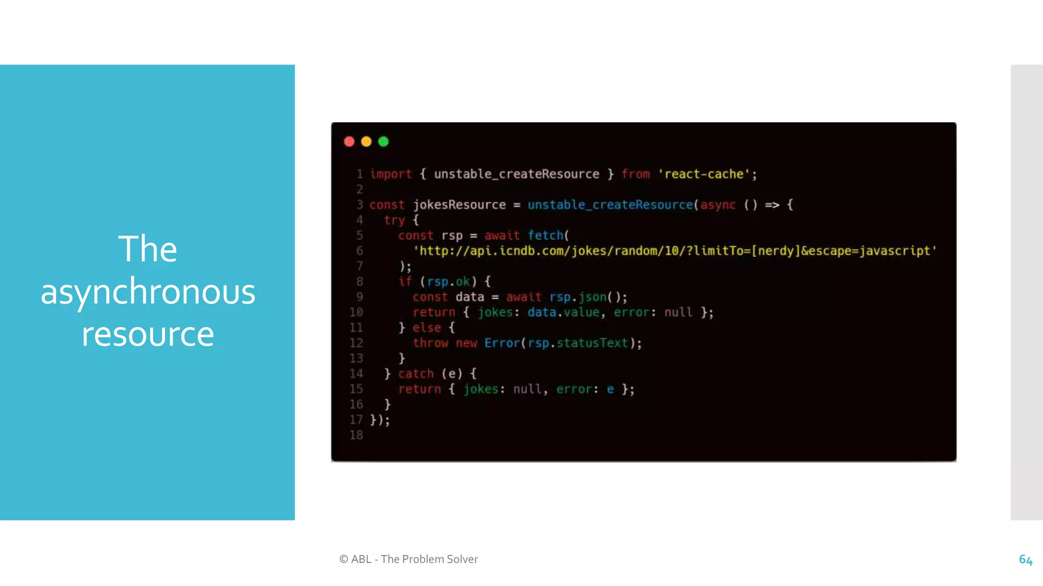 The
asynchronous
resource
© ABL - The Problem Solver 64
 