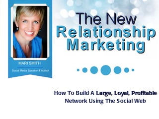 The New Relationship Marketing How To Build A  Large, Loyal, Profitable  Network Using The Social Web MARI SMITH Social Media Speaker & Author 