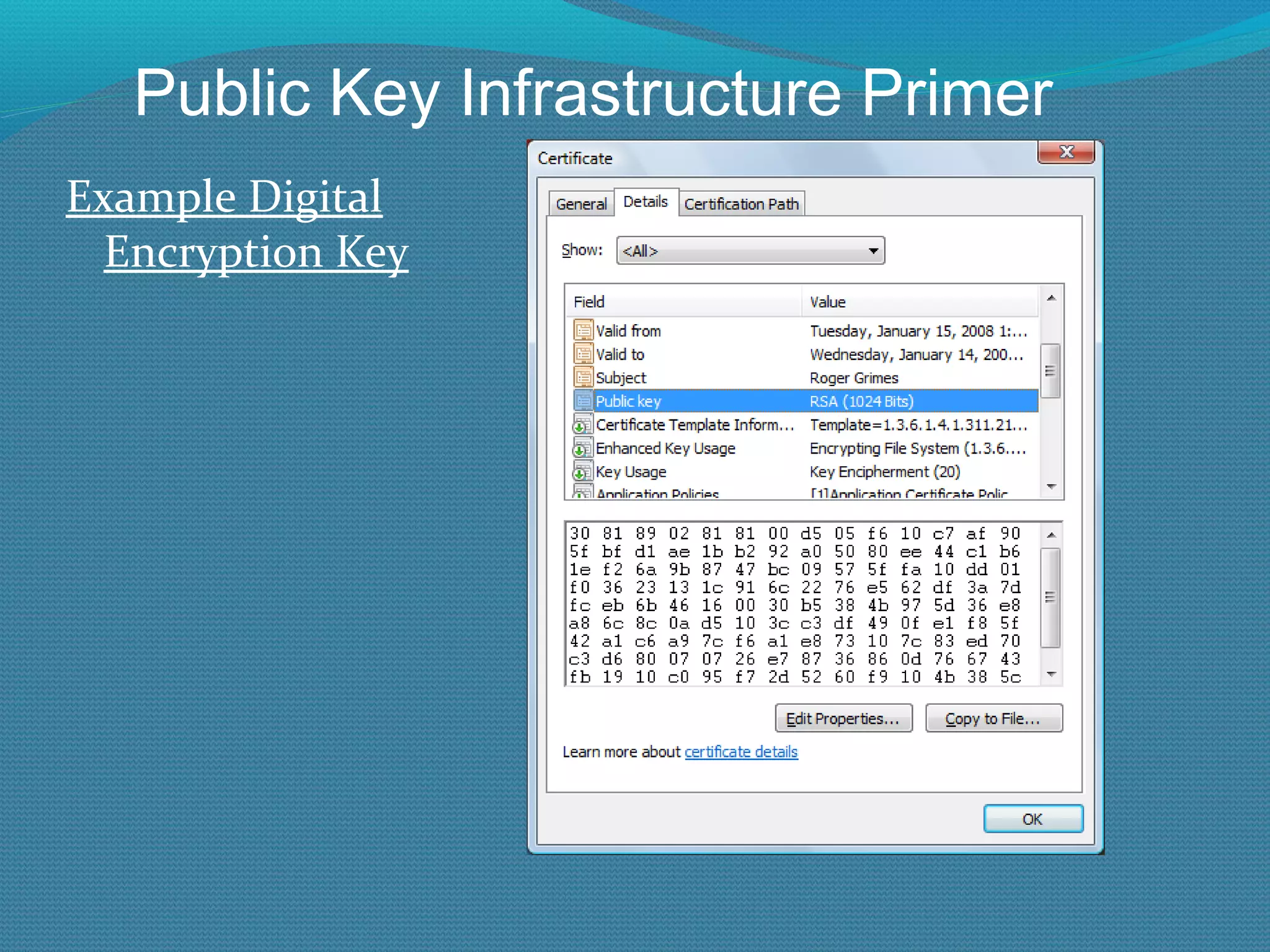 Example Digital Encryption Key Public Key Infrastructure Primer 