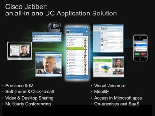 Cisco Jabber:an all-in-one UC Application Solution<br /><ul><li>Presence & IM
