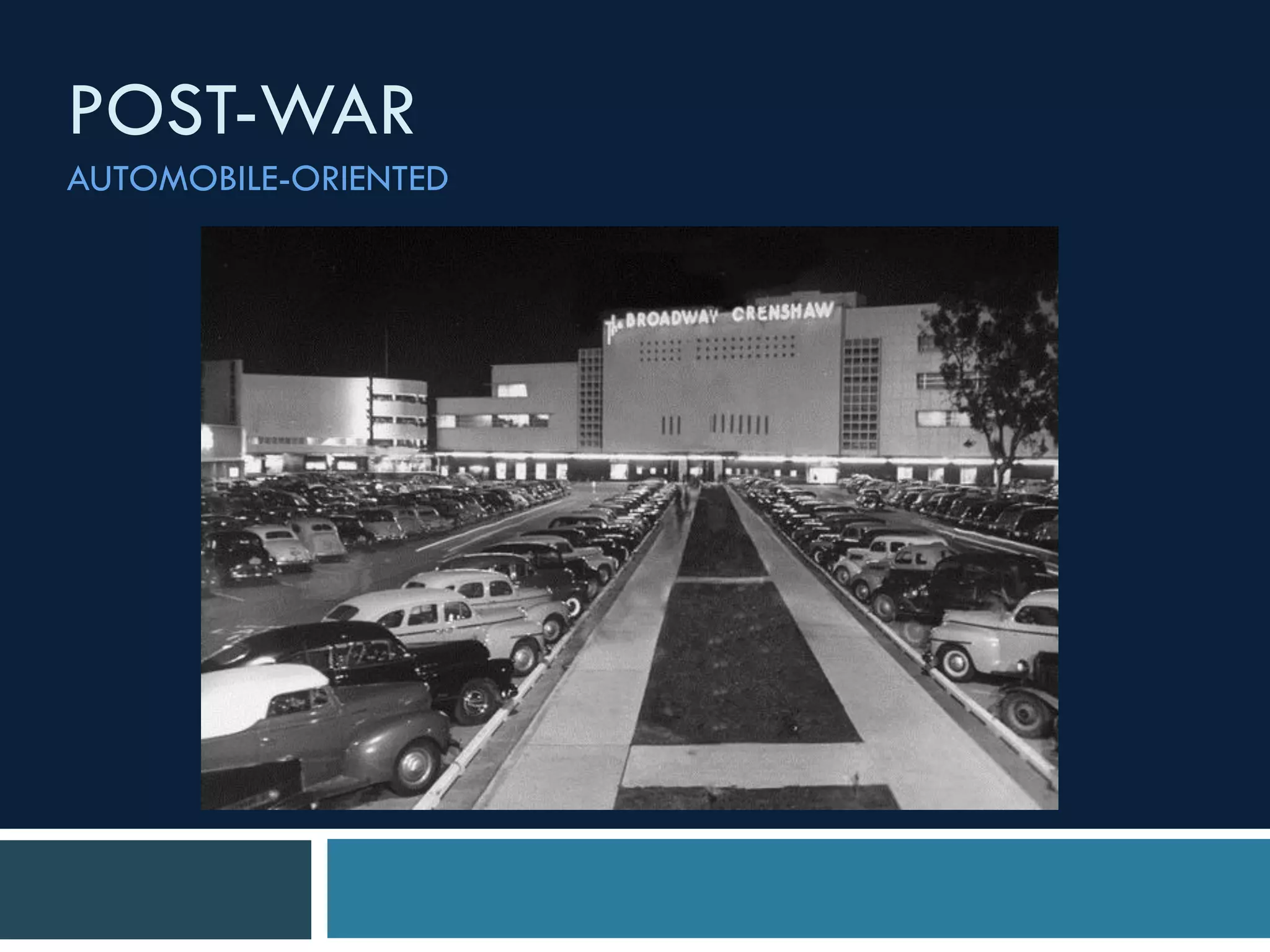 POST-WAR
AUTOMOBILE-ORIENTED
 