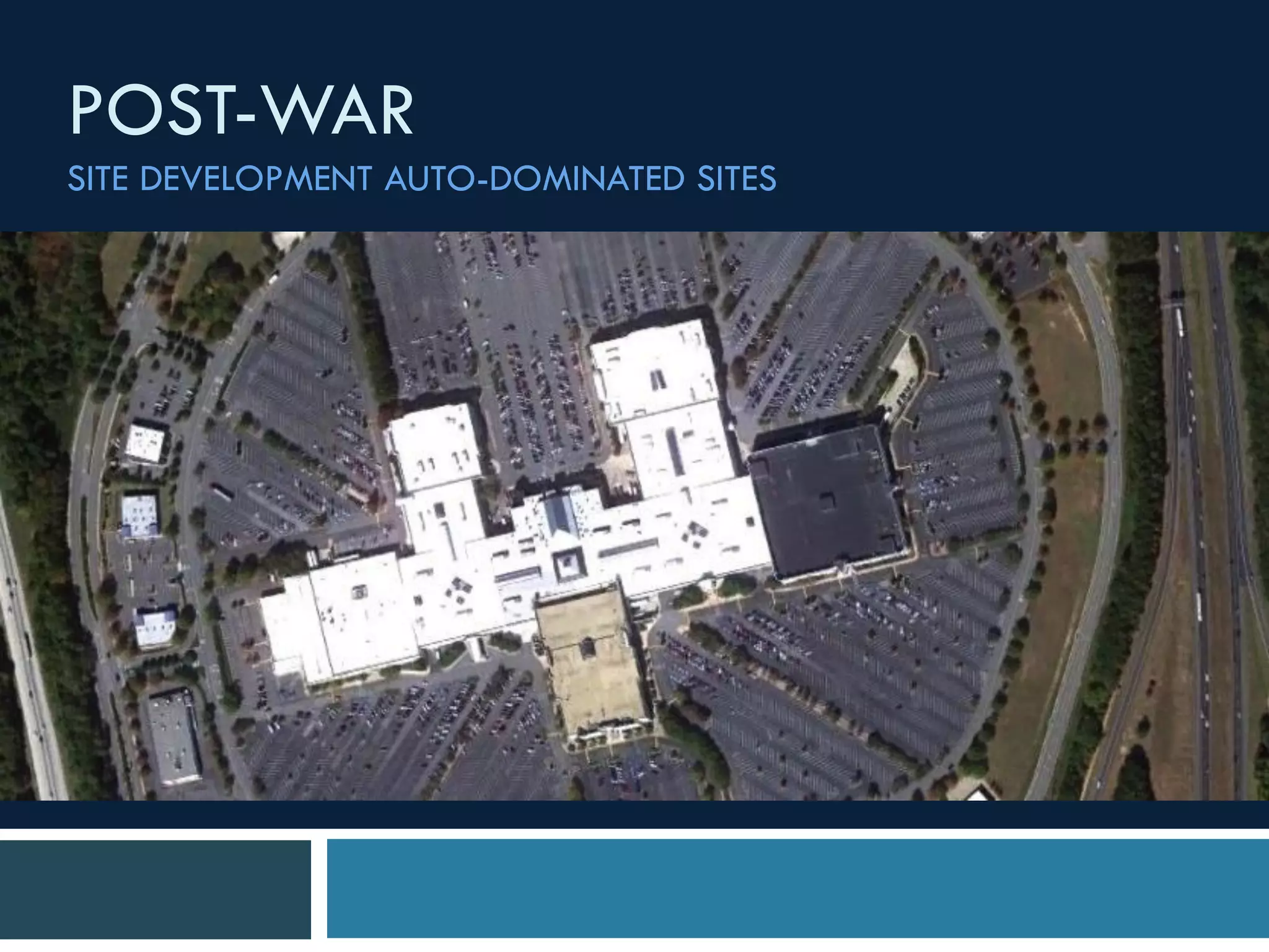 POST-WAR
SITE DEVELOPMENT AUTO-DOMINATED SITES
 
