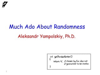 Much Ado About Randomness Aleksandr Yampolskiy, Ph.D. 