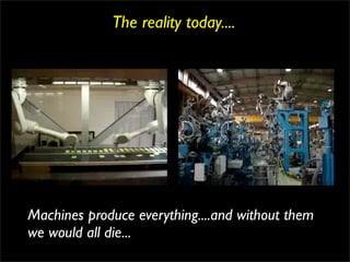 The reality today....




Machines produce everything....and without them
we would all die...
 