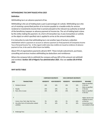Wht Tax Rate Comprehensive Overview of Nigeria Tax Reform Acts 2025: CIT, PIT, VAT ...