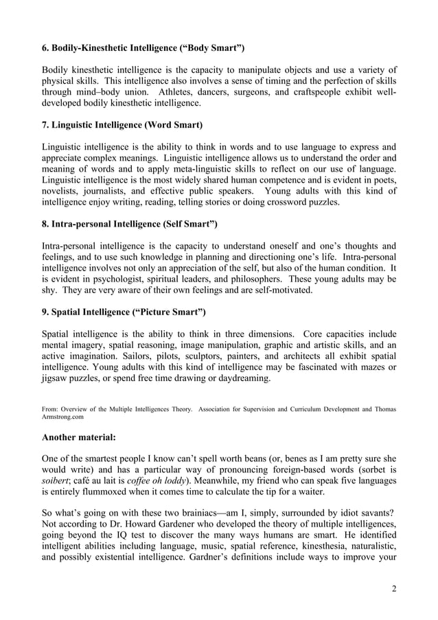 The nine types of intelligence | DOC