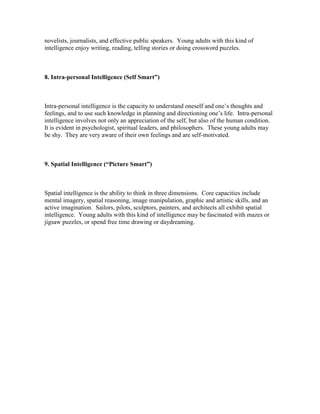 The nine types of intelligence | DOCX