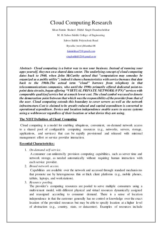 cloud computing research paper abstract