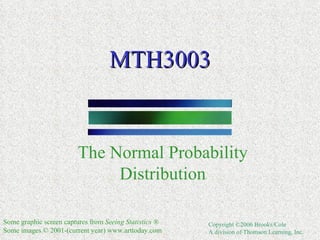 MTH3003 The Normal Probability Distribution Some graphic screen captures from  Seeing Statistics ® S ome images © 2001-(current year) www.arttoday.com   